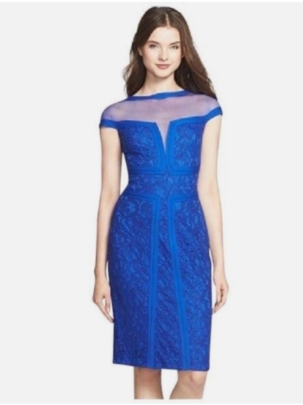 Tadashi Shoji stretch Elegant Blue Lace Dress